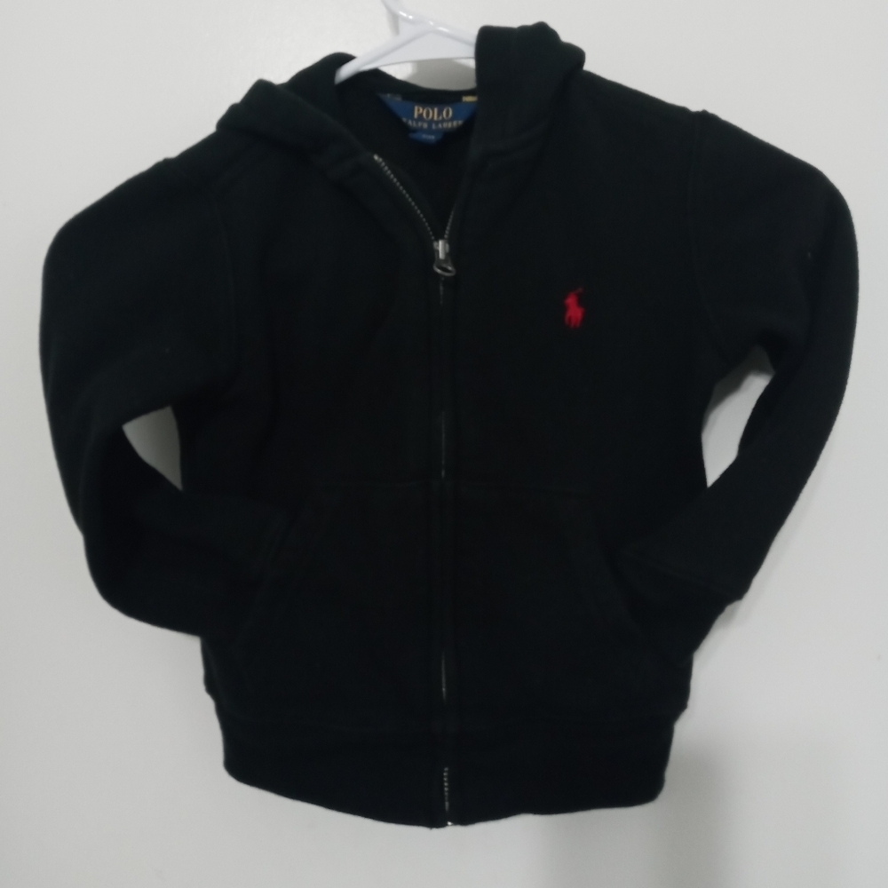 Polo Ralph Lauren Boy's 4/4T black Full zip Long sleeve fleece Hooded jacket